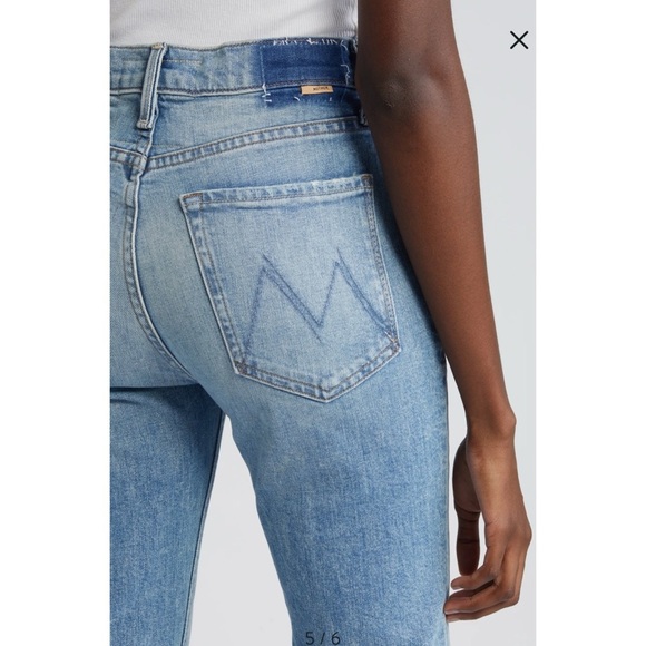 MOTHER Superior The Tripper Flood Fray Jeans Left in Dust Flare Denim Blue 26 - Picture 15 of 17